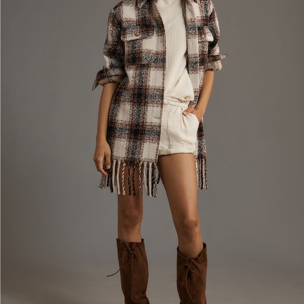 Anthropologie - Avec Les Filles Plaid Fringe Jacket